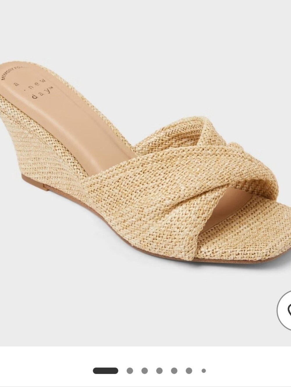 Brand New With TAGS A New Day Natural Woven Crossband Wedge Sandals - Natural